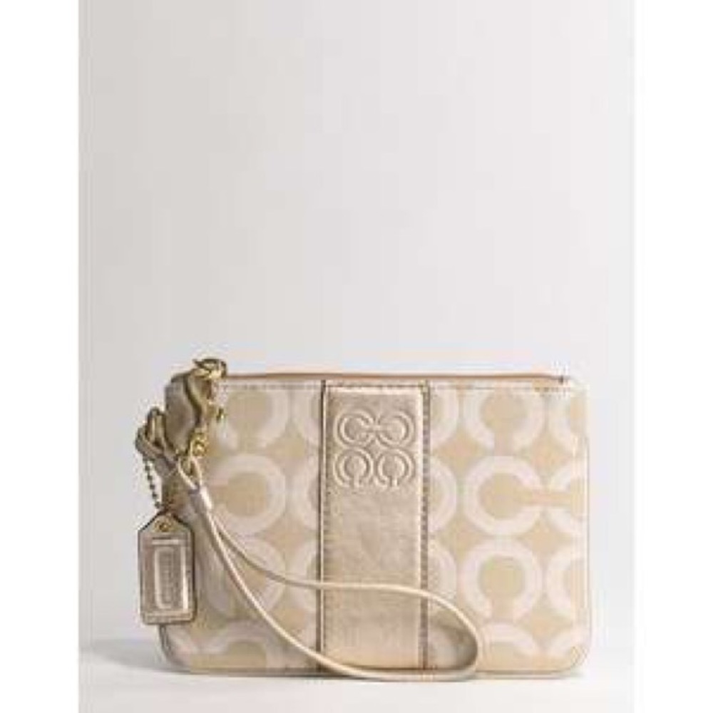 Coach Julia Optic Art Lurex Gold Wristlet